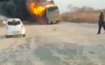 В Уссурийском загорелся автобус с туристами